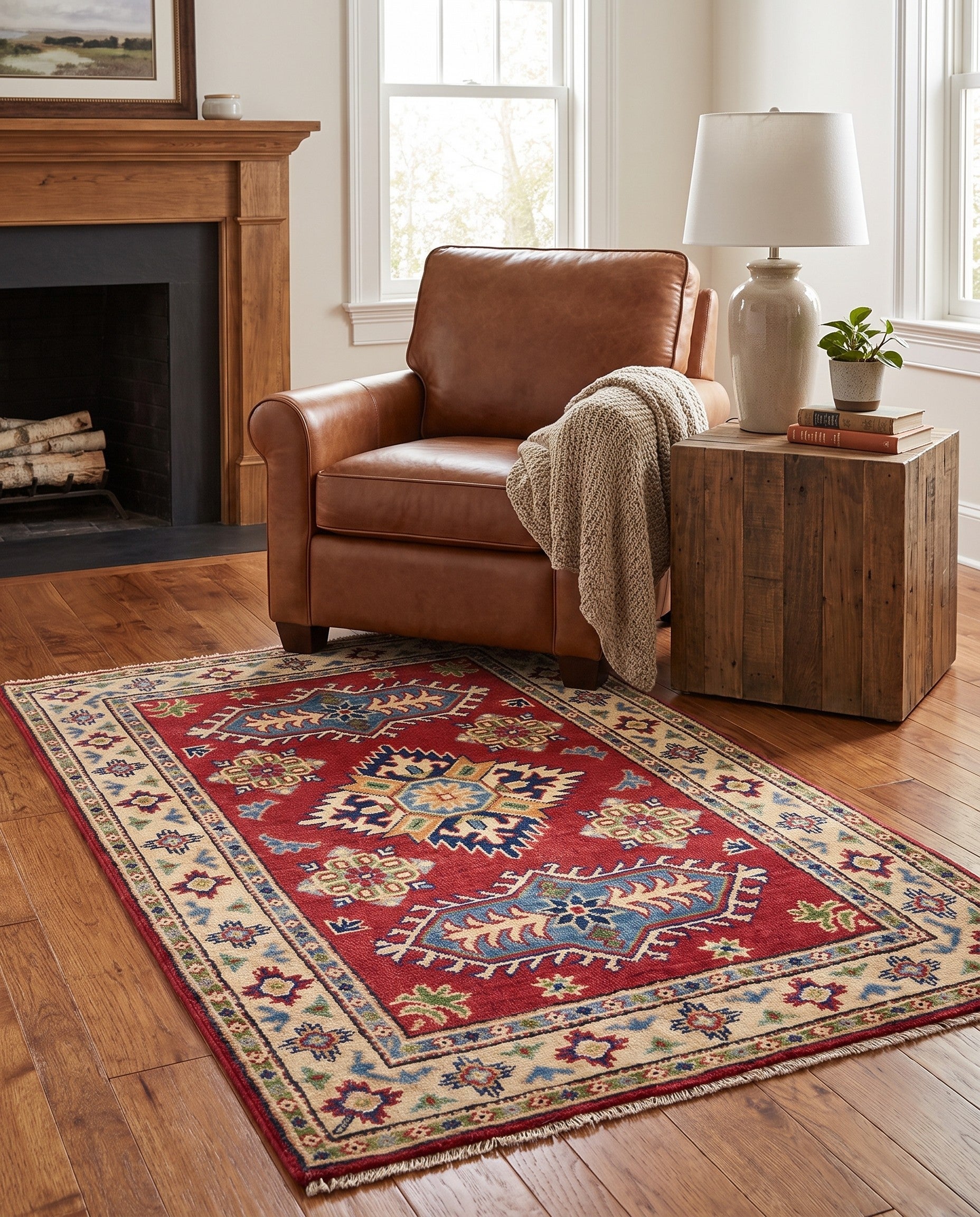 2' 7 x 4' 3 Hand Knotted Kazak Rug