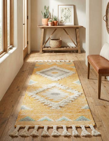 Gold Hand Woven Arizona Wool Runner Rug