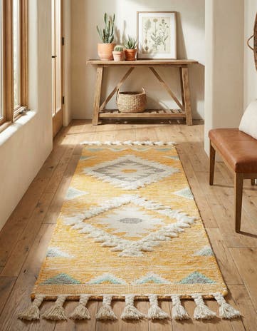Gold Hand Woven Arizona Wool Runner Rug