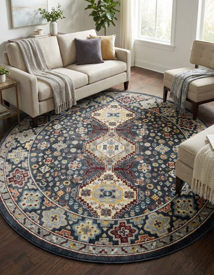 Detail image of 7' 10 x 7' 10 Kamala Washable Round Rug