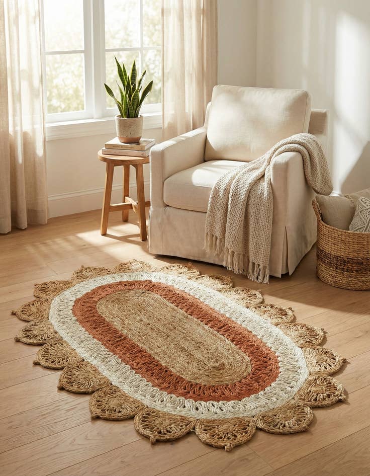 Detail image of 3' 1 x 5' 1 Handmade Braided Jute Oval Rug