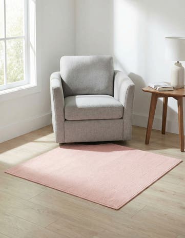 Rose Pink Everyday Solid Square Rug