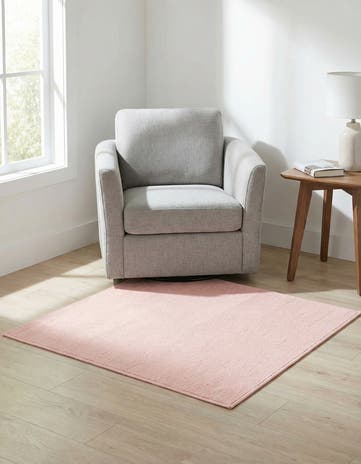 Rose Pink Everyday Solid Square Rug