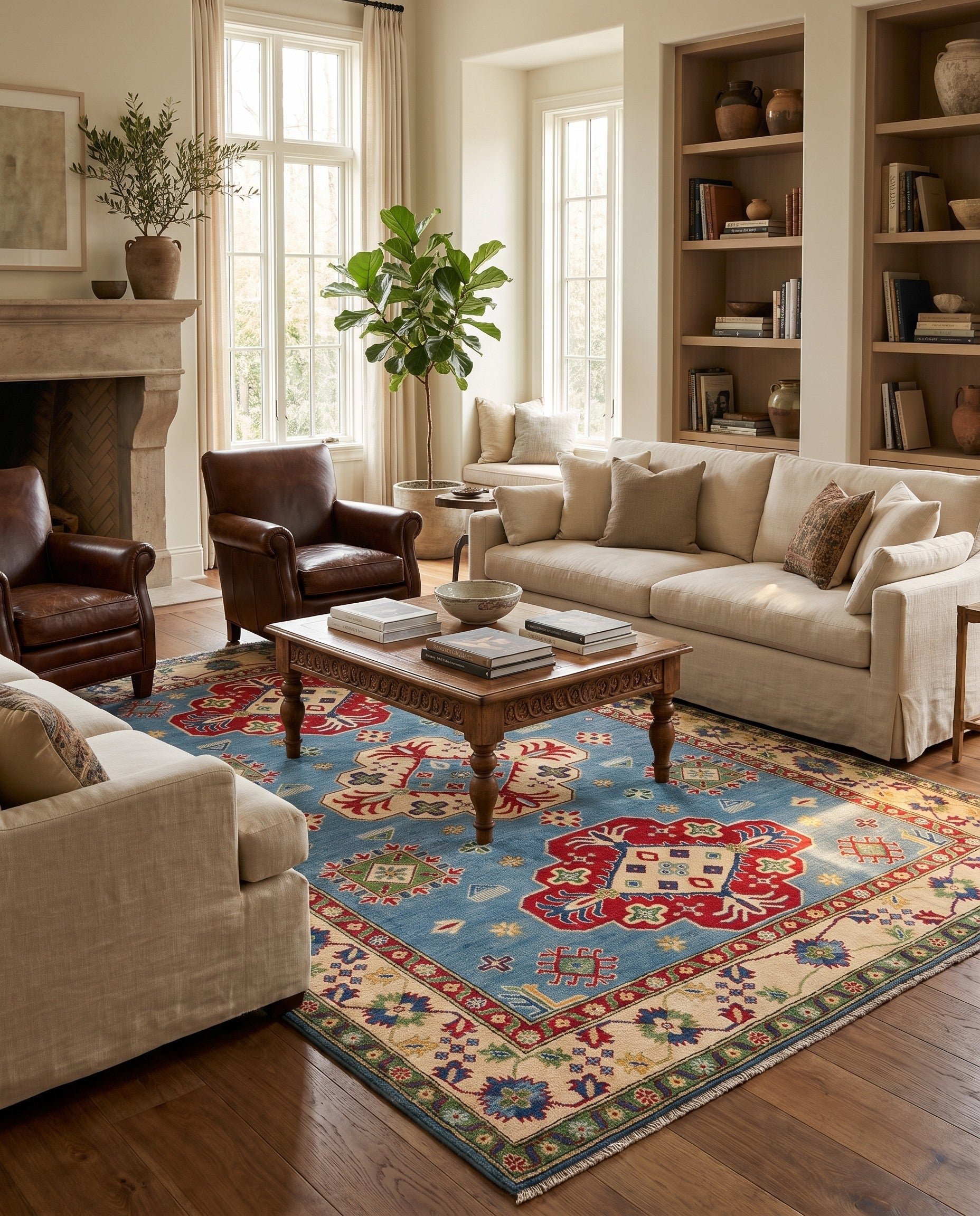 6' 8 x 9' 9 Hand Knotted Kazak Rug