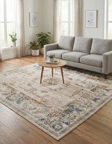 Blue Cream Eliza Square Rug