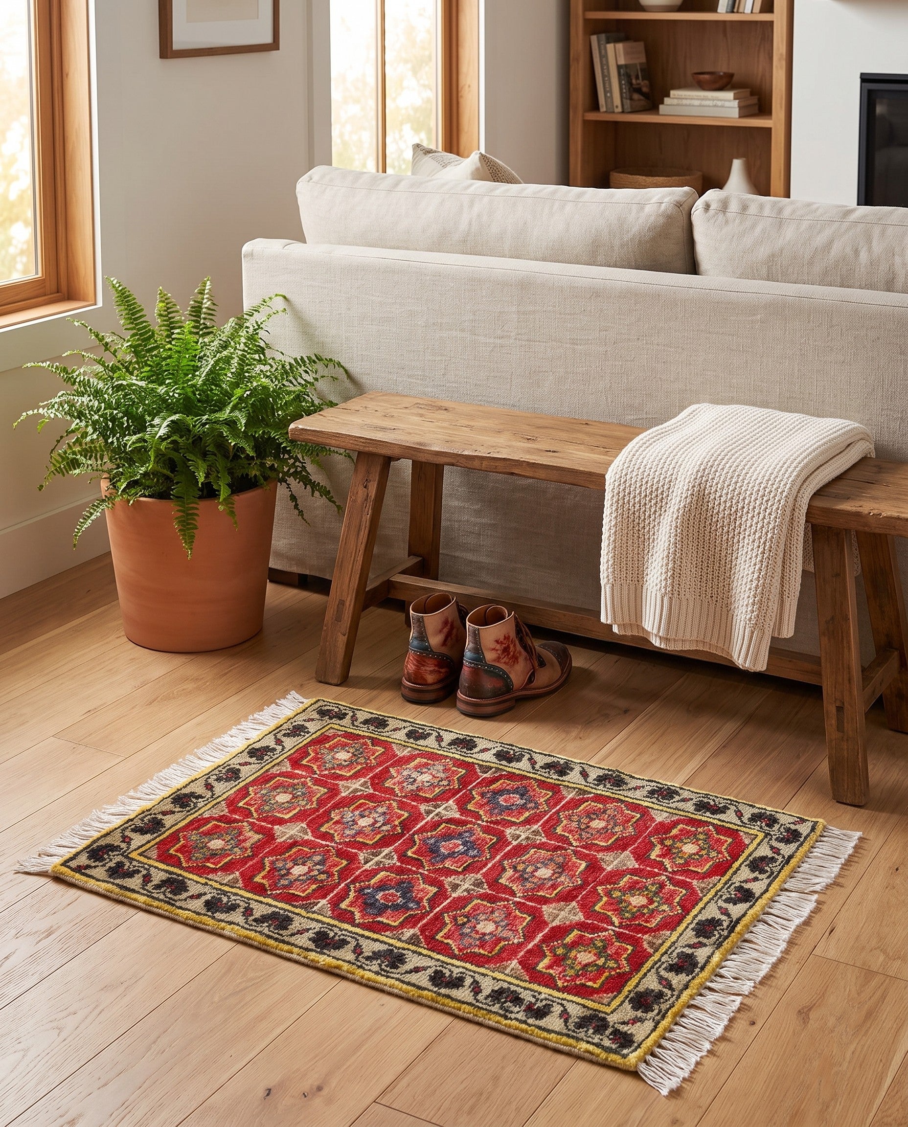 1' 5 x 2' Hand Knotted Modern Ziegler Rug