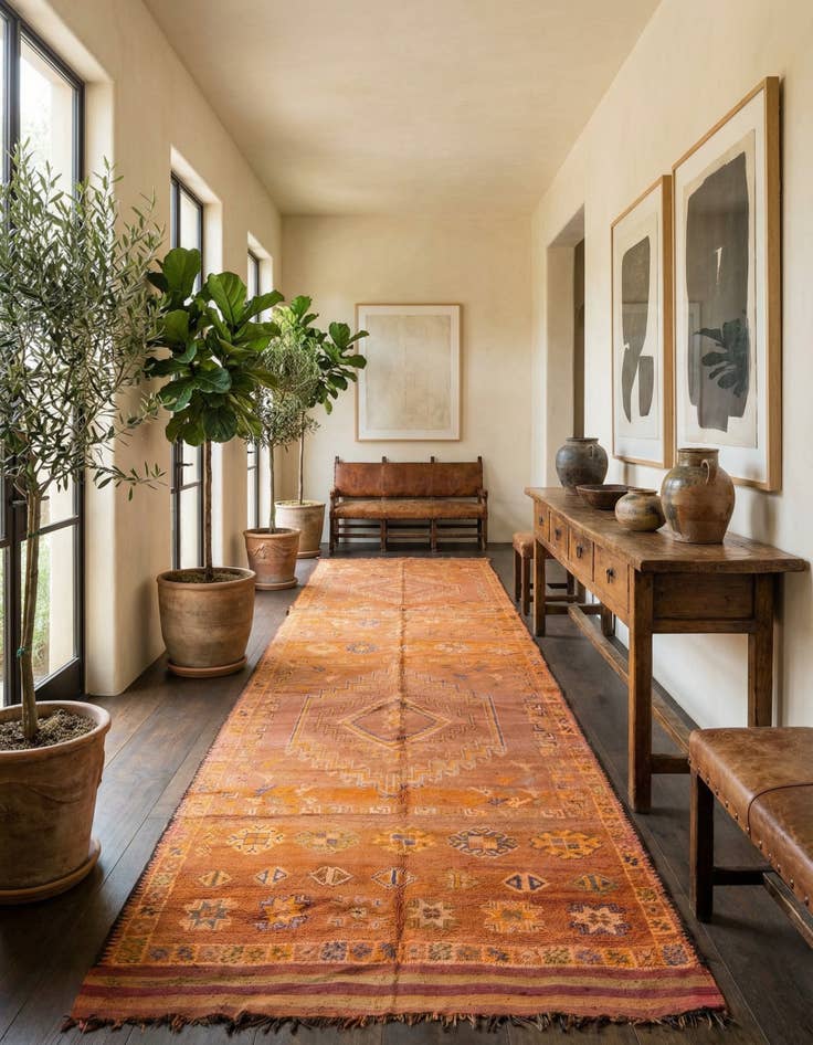 Detail image of 6' 8 x 13' 8 Hand Knotted Moroccan Wool Runner Rug