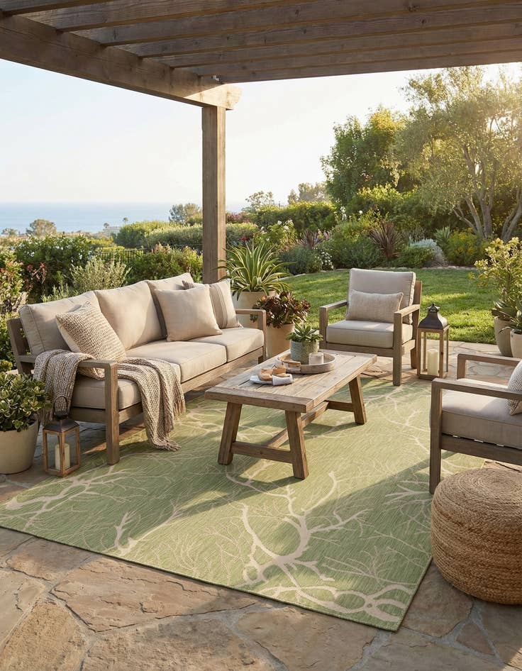 Detail image of 9' x 12' 2 Easy-Clean Botanical Indoor / Outdoor Rug