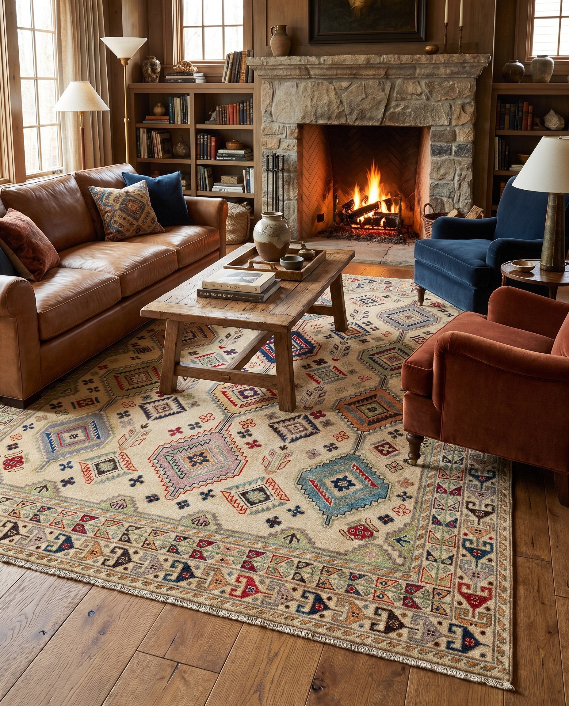 6' 8 x 9' 10 Hand Knotted Kazak Rug