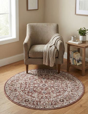 Dusty Rose Eco Traditional Round Rug