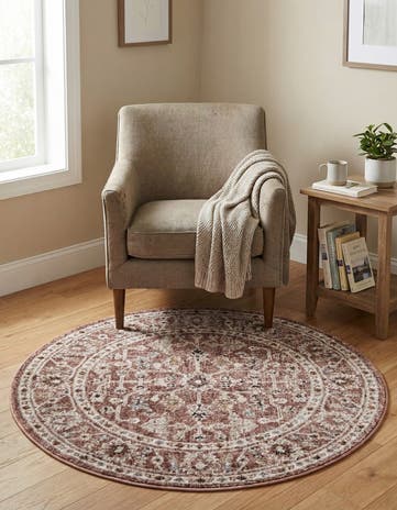 Dusty Rose Eco Traditional Round Rug