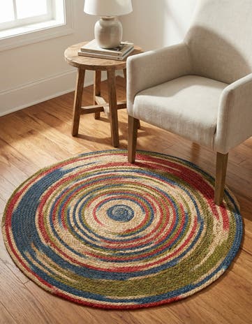 3' 1 x 3' 1 Handmade Braided Jute Round Rug