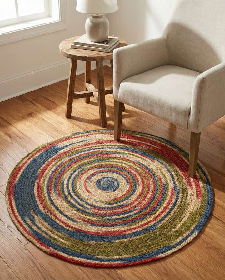 3' 1 x 3' 1 Handmade Braided Jute Round Rug