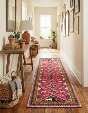 Pink Washable Mesa Runner Rug