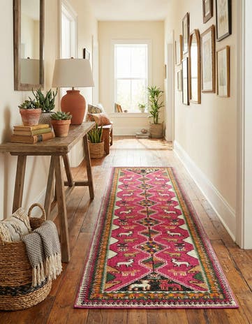 Pink Washable Mesa Runner Rug
