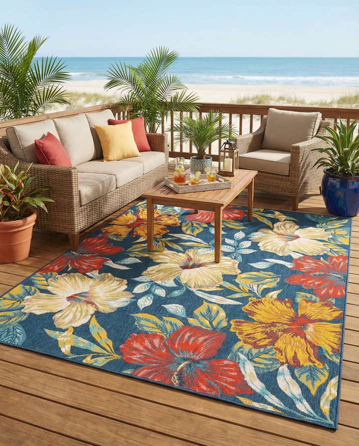 7' 10 x 10' Easy-Clean Coastal Indoor / Outdoor Rug