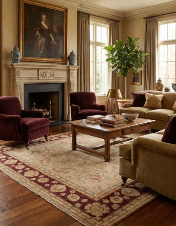 7' 10 x 9' 9 Hand Knotted Pershawar Ziegler Rug