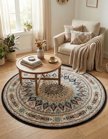 5' 3 x 5' 3 Nain Design Round Rug