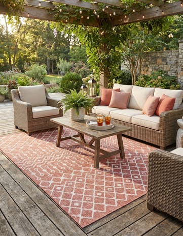 7' 10 x 11' Easy-Clean Lattice Indoor / Outdoor Rug
