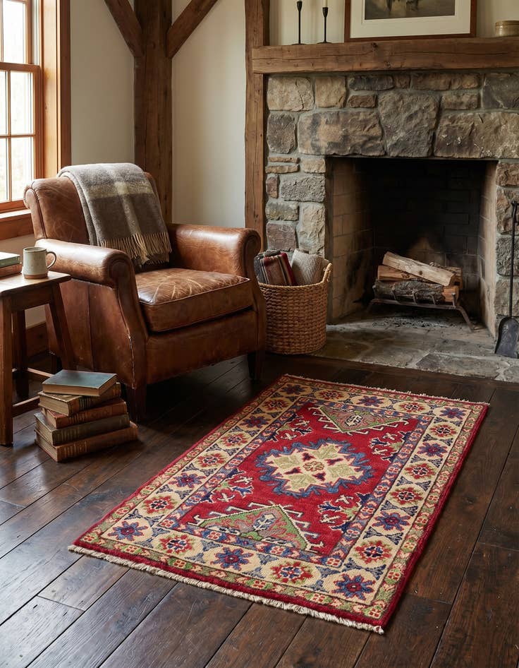 Detail image of 1' 11 x 3' Hand Knotted Kazak Rug