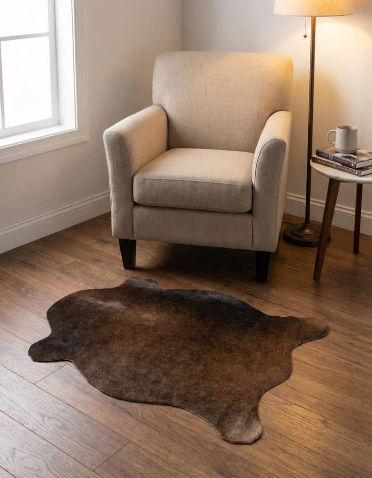 Detail image of 2' 2 x 2' 11 Cowhide Leather Rug