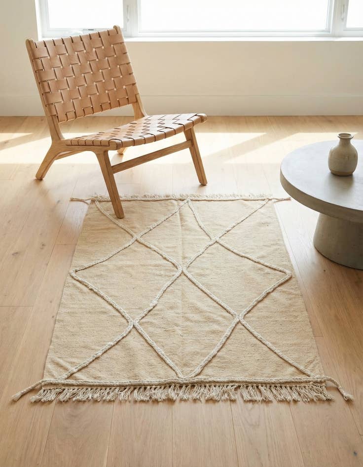 Detail image of 3' 5 x 4' 11 Hand Knotted Moroccan Wool Rug