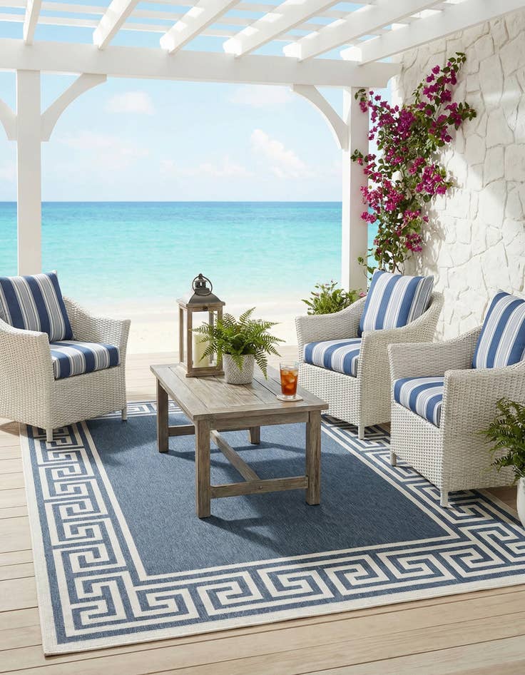 Detail image of 5' 3 x 8'  Washable Coastal Indoor / Outdoor Rug