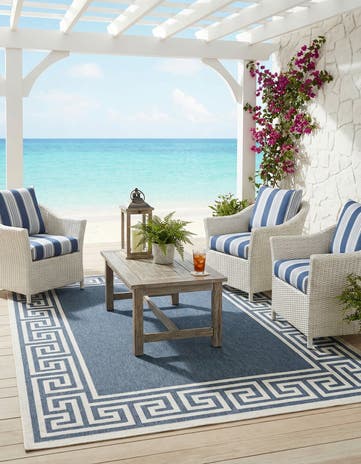 5' 3 x 8' Easy-Clean Coastal Indoor / Outdoor Rug