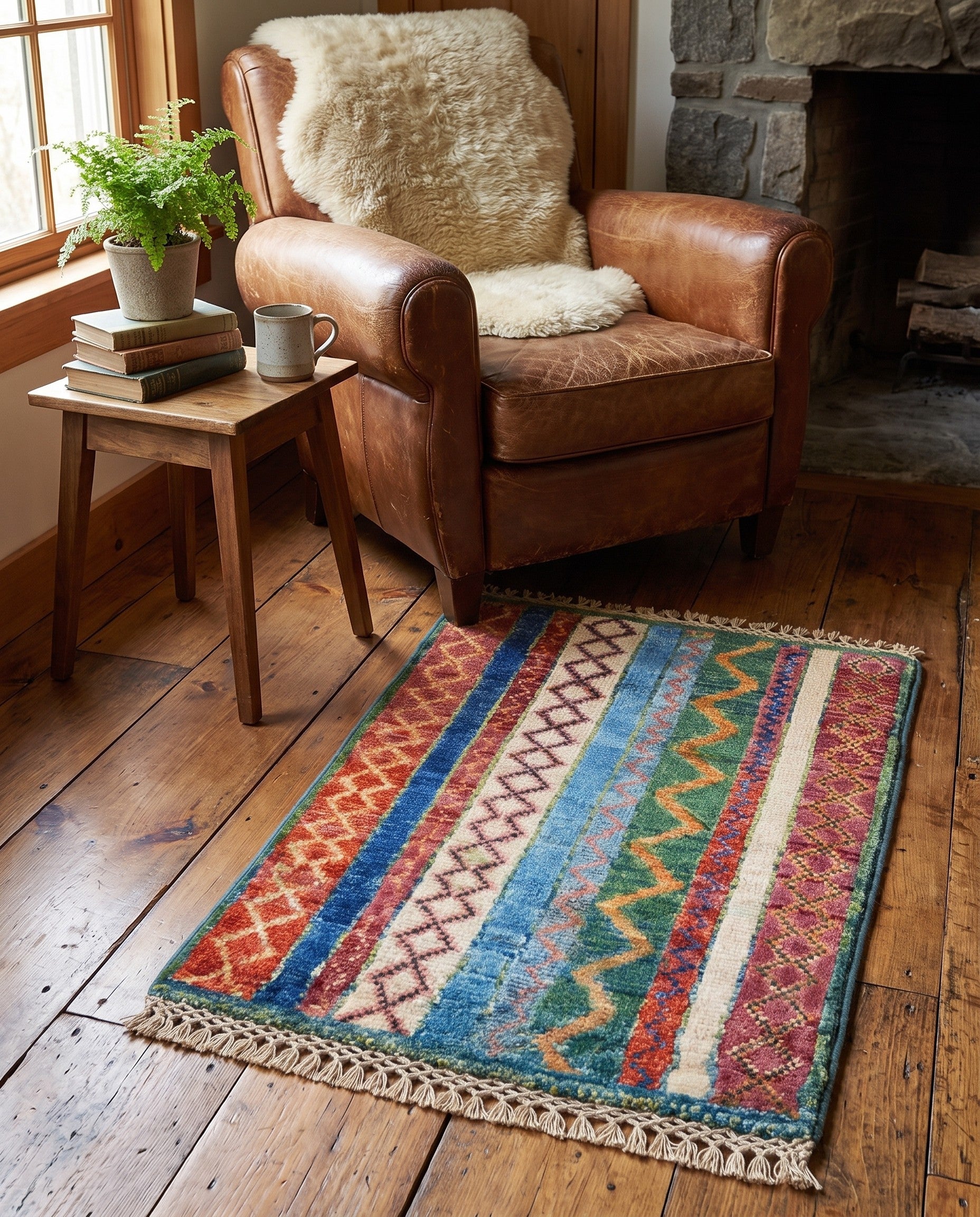 1' 4 x 2' Hand Knotted Ziegler Rug