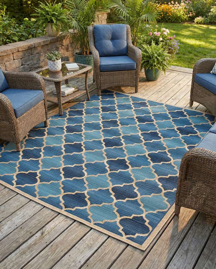 6' x 6' Easy-Clean Trellis Indoor / Outdoor Square Rug