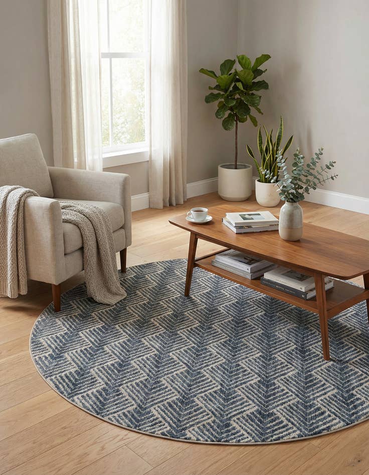 Detail image of  5' 3 x 5' 3 Eco Trellis Round Rug