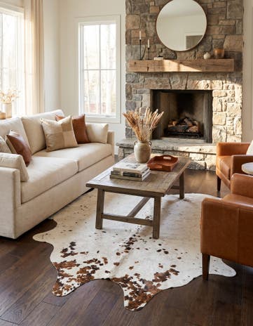 5' 1 x 6' 2 Cowhide Leather Square Rug