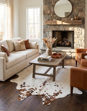 5' 1 x 6' 2 Cowhide Leather Square Rug