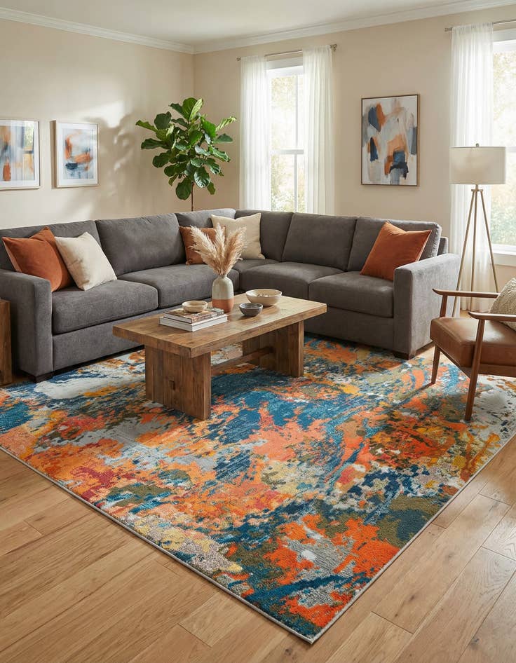 Detail image of 9' 10 x 9' 10 Washable Vivid Square Rug