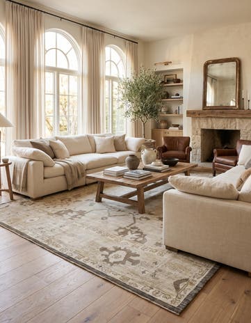 9' 2 x 11' 8 Hand Knotted Oushak Wool Rug