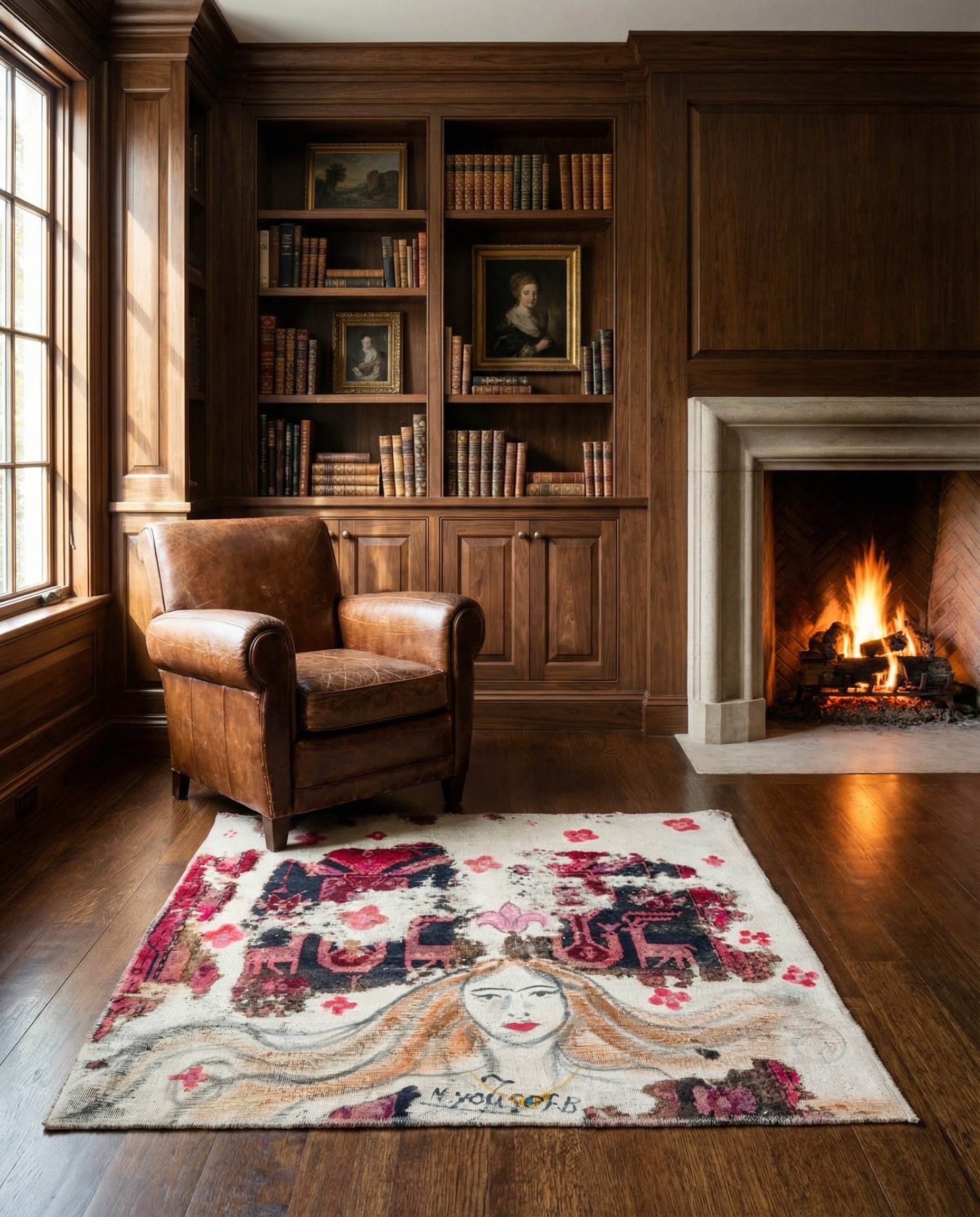 3' 9 x 4' 2 Hand Knotted Ultra Vintage Persian Wool Square Rug