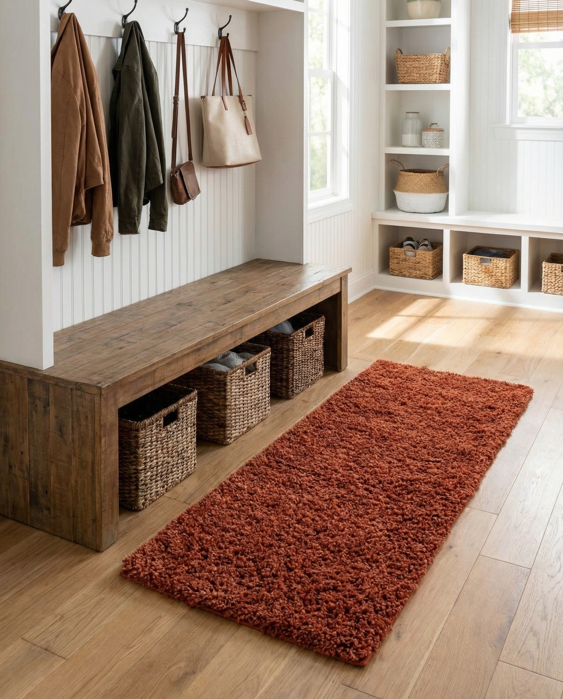 2' x 4' Solid Shag Runner Rug