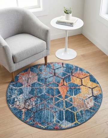 Blue Prism Round Rug