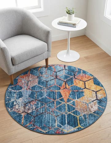 Blue Prism Round Rug