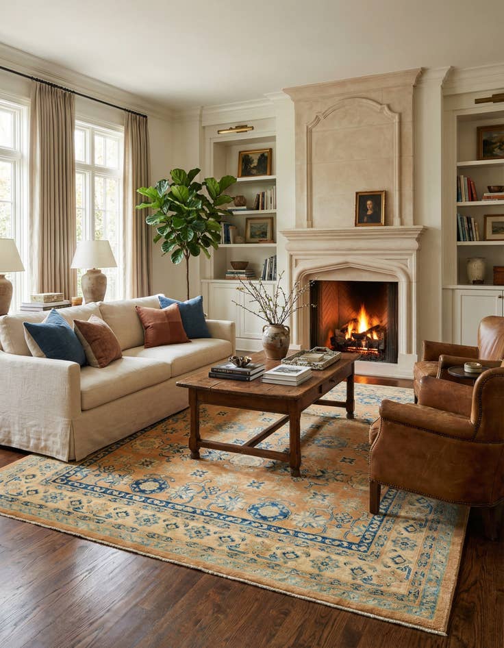 Detail image of 8' 2 x 9' 9 Hand Knotted Oushak Wool Rug