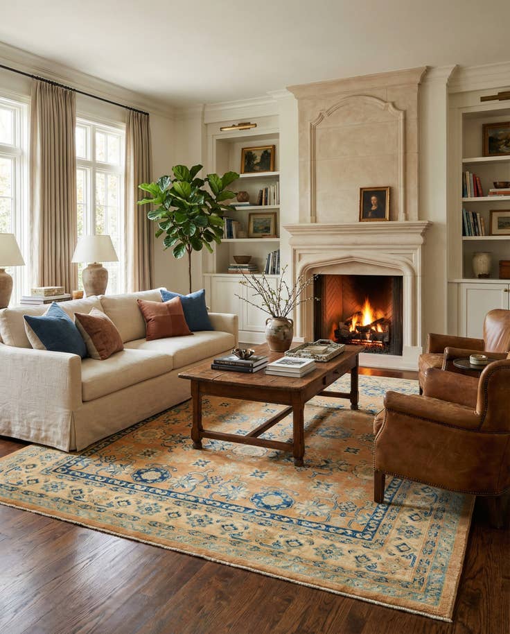 Detail image of 8' 2 x 9' 9 Hand Knotted Oushak Wool Rug