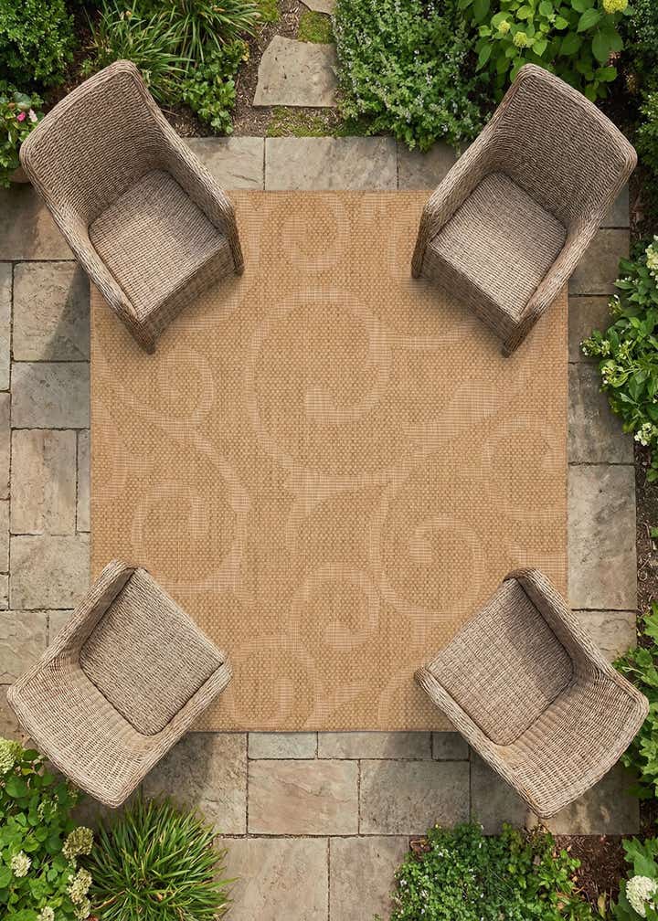 6' x 6' Easy-Clean Botanical Indoor / Outdoor Square Rug