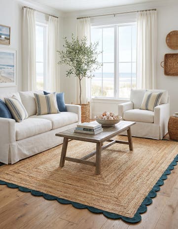 9' x 12' Handmade Scallop Braided Jute Rug