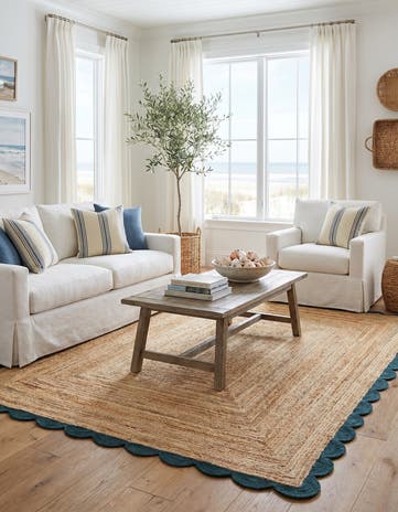 9' x 12' Handmade Scallop Braided Jute Rug