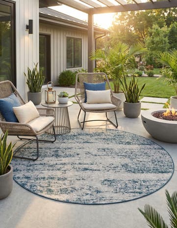 6' x 6' Easy-Clean Modern Indoor / Outdoor Round Rug