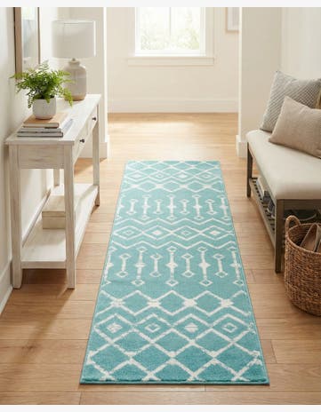 Turquoise Kasbah Trellis Runner Rug