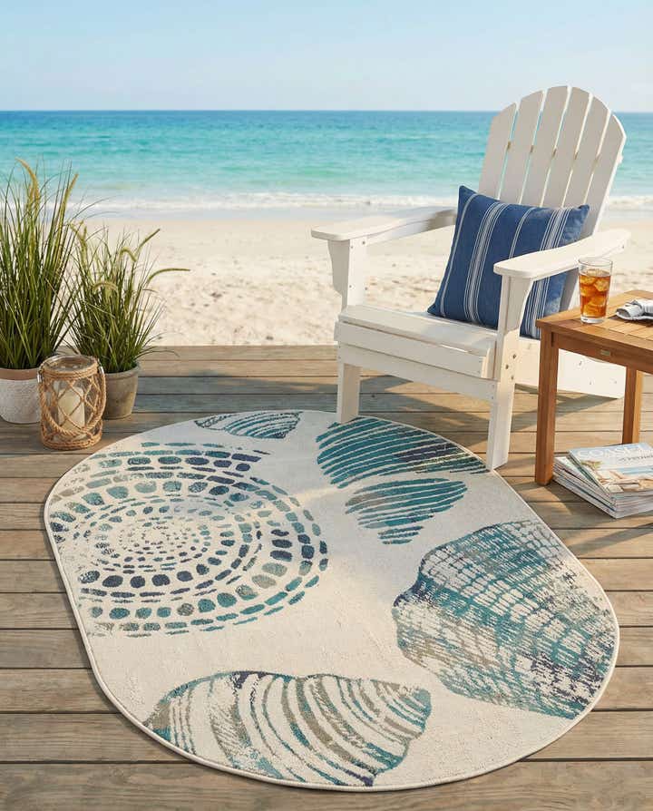 4' x 6' Easy-Clean Coastal Indoor / Outdoor Oval Rug
