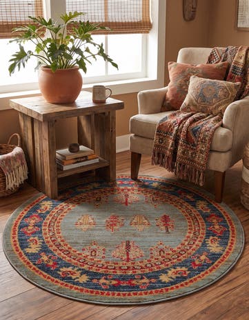 Light Blue Kashkuli Gabbeh Round Rug