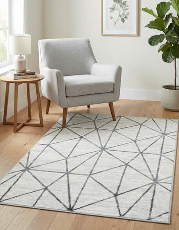 White Lattice Trellis Rug