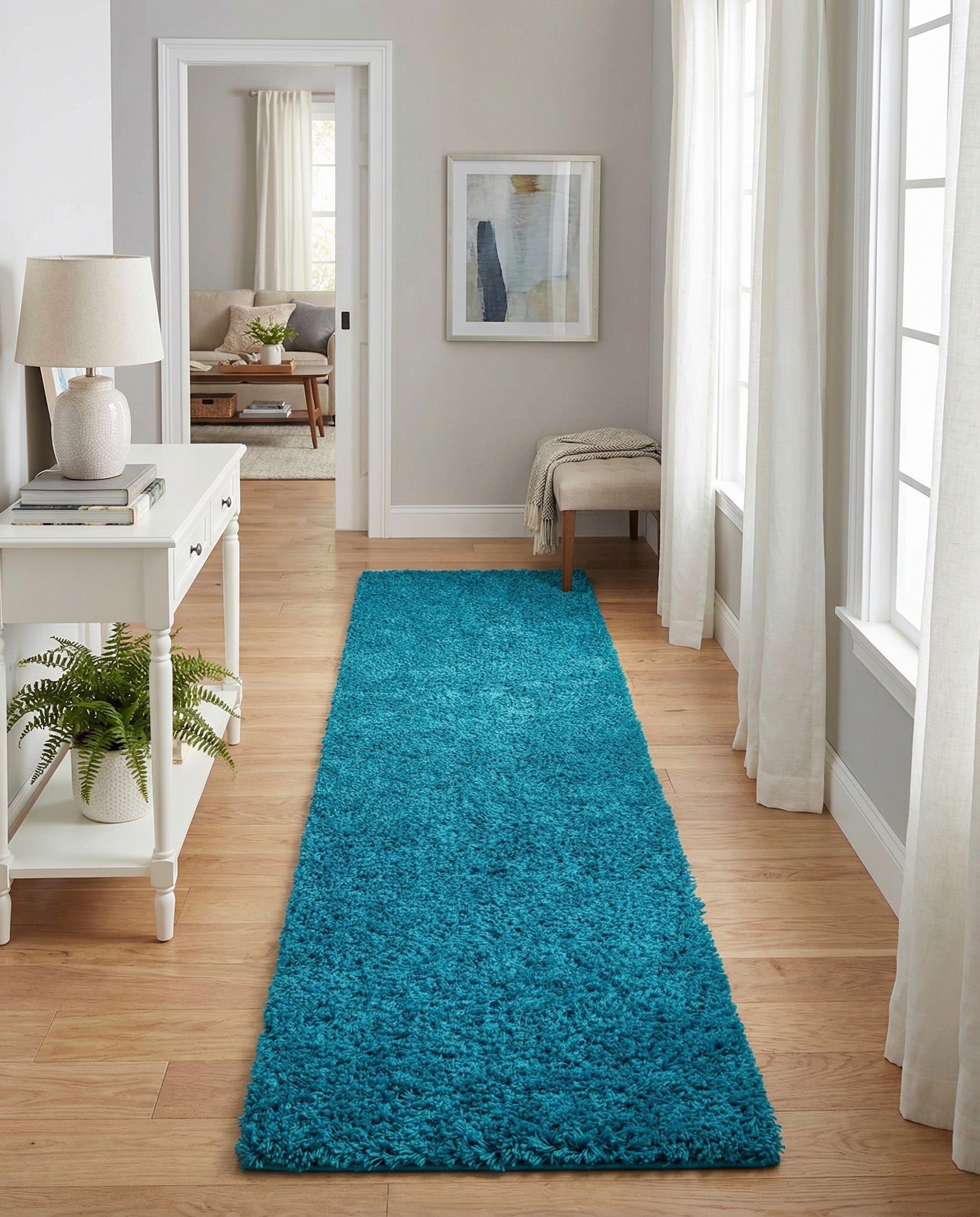 2' x 7' Solid Shag Runner Rug